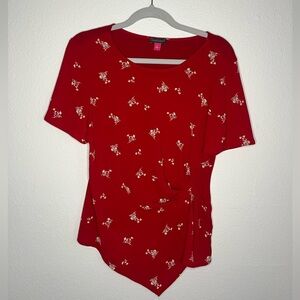 Vince Camuto Red Floral Ruched Blouse | Size S